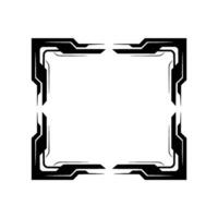 Futuristic Tech Frame Border, Geometric Black on White Background vector