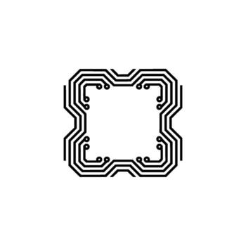 Minimalist Circuit Board Frame on Grey Background vector