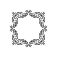 Elegant Decorative Square Frame, Scrollwork Ornament, Grey on White vector