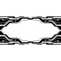 Futuristic Tech Interface Frame Black Circuitry on White Background vector
