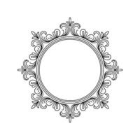 Elegant Circular Decorative Frame in , Black Line Art on White vector