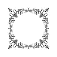 Elegant Floral Frame in Minimalist Outline on White Background vector