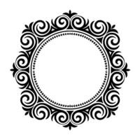 Elegant Black and White Circular Ornament Frame, Decorative Scrollwork, Blank Space vector