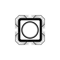 Abstract Geometric Black and White Square With Circle vector