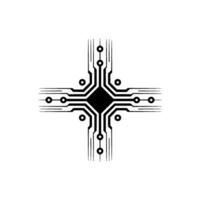 Minimalist Crossshaped Circuit Board on White Background vector