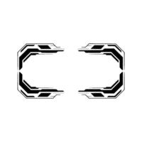 Futuristic Frame Black White Tech Interface Element on Gray vector