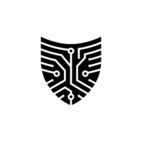 Cyber Security Shield , Tech Circuitry Illustration on White Background vector