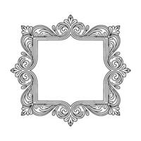 Elegant Line Art Frame Ornate Swirls Botanical Elements vector