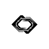 Geometric Tech Circuitry on White Background vector