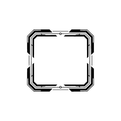 Futuristic Tech Frame Black and White Ui Element, Border
