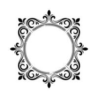 Elegant Black Flourish Frame With Distressed Texture Decorative Element vector