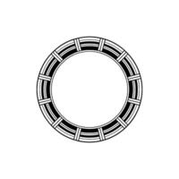 Geometric Black and White Circular Ornament on Gray Background vector