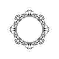 Elegant Circular Ornament Frame Black Outline on White Background vector