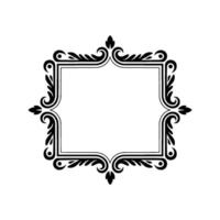 Ornate Black Frame With Scrollwork Elements on White Background vector