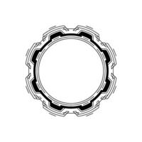 Tech Circle Frame in Black and White on Gradient Background vector
