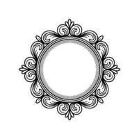 Elegant Circular Frame, Swirls and Details on White Background vector