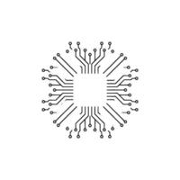 Minimalist Cpu Microchip Circuitry Illustration, Technology Concept vector