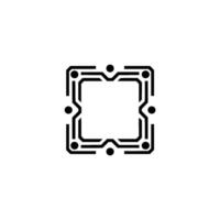 Minimalist Tech Frame on White, Modern Circuit vector