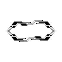 Futuristic Tech Frame Element, Black White, Minimalist vector