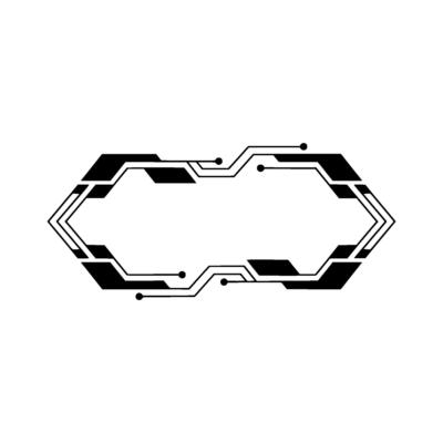 Futuristic Tech Frame Element, Black White, Minimalist