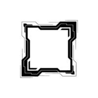 Futuristic Tech Frame Element Black Geometric Square on White Background vector