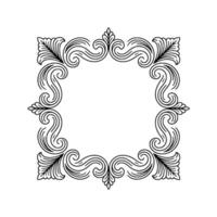 Ornate Square Frame in Black Line Art on White Background vector