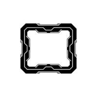 Futuristic Tech Frame, Square, Minimalist, Ui Element, Black White vector