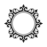 Elegant Black White Floral Frame With Empty Circle Center vector