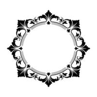 Elegant Black Ornamental Circular Frame on White Background vector
