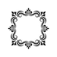 Elegant Black Flourish Square Frame With Radial Background vector