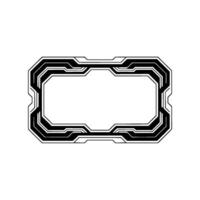 Futuristic Tech Frame Black Rectangular Border on White Background vector
