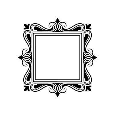 Ornate Black Frame With Decorative Swirls Isolated on White