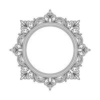 Elegant Ornate Round Frame, Line Art, Blank Space vector