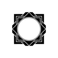 Geometric Black and White Circular Frame, Art Deco Element vector