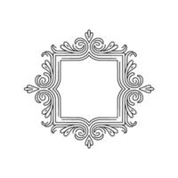 Elegant Line Art Frame With Floral Elements, Isolated vector