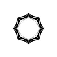 Geometric Black White Element Circular Frame With Starburst Edges vector