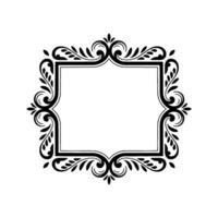 Elegant Ornamental Frame Black Flourishes on White, Empty Space for Text or vector