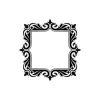 Elegant Black Scrollwork Frame on White, Decorative vector