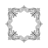 Elegant Line Art Frame With Foliage and Swirls vector