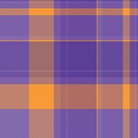 Vibrant tartan pattern with bold intersecting lines in purple and orange. Ideal for fashion, textile design, or abstract backgrounds. Versatile and eyecatching. vector