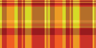 Vibrant autumnal plaid pattern. Warm oranges, reds, and yellows create a cheerful, energetic texture perfect for fallthemed designs, textile prints, or website backgrounds. vector