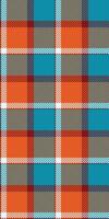 Celebrate seamless check, 30s texture textile plaid. Picnic blanket background fabric pattern tartan in cyan and orange colors. vector