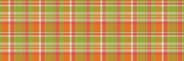 1960s background check fabric, popular textile seamless tartan. Stripped plaid texture pattern in lime and orange colors. vector