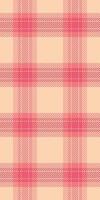 Idyllic textile texture, fashionable fabric plaid pattern. Rectangle tartan background check seamless in red and peach puff colors. vector