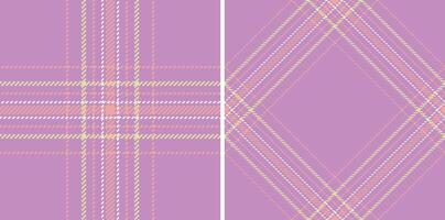Two pastel purple plaid patterns a classic check and a diagonal diamond design. Perfect for textile prints, fashion, backgrounds, websites, and stationery. Subtle, elegant, and versatile. vector