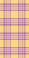 30s tartan check pattern, fluffy fabric plaid textile. Argyle seamless background texture in amber and pink colors. vector