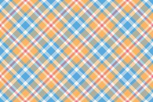Vibrant pastel plaid pattern in blue, orange, and gray. Ideal for textile design, website backgrounds, or wrapping paper. This cheerful, seamless texture evokes feelings of spring and optimism. vector