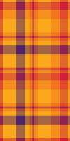Stitch plaid check background, graphical texture seamless . Harvest tartan fabric textile pattern in orange and bright colors. vector