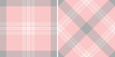 Elegant pink and grey plaid patterns, perfect for textile design, fashion, or website backgrounds. These versatile seamless textures offer a soft, sophisticated aesthetic. vector