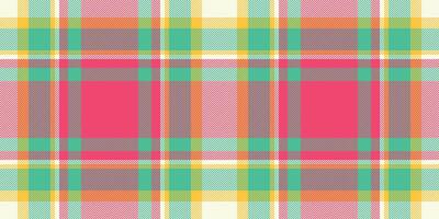 Vibrant and cheerful plaid pattern in summery colors. Perfect for textile designs, website backgrounds, or playful branding. This seamless texture evokes feelings of joy and optimism. vector